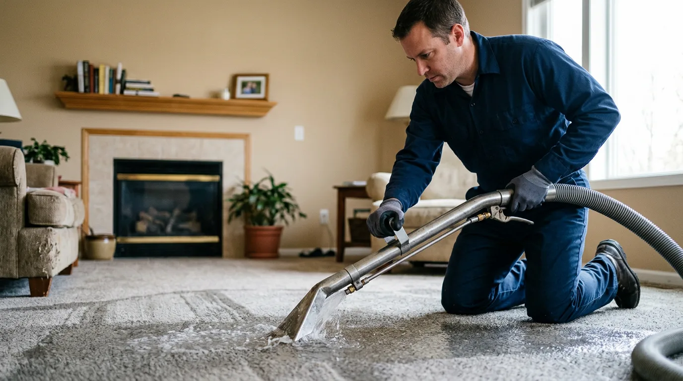 Water damage restoration technician working near Peacham, VT